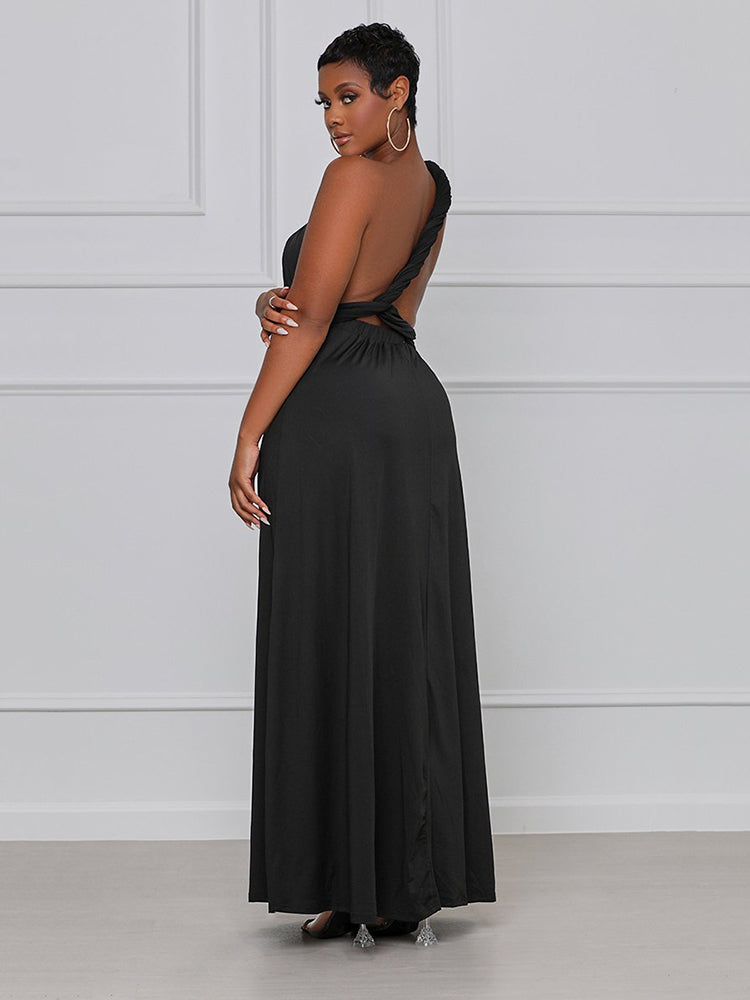 Solid Bandage Slit Dress
