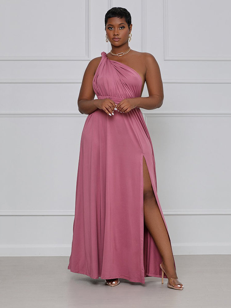 Solid Bandage Slit Dress