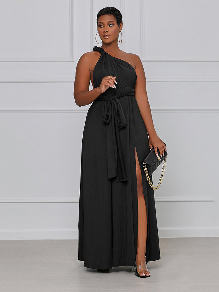 Solid Bandage Slit Dress