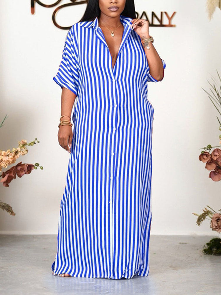 Striped Shirt Maxi Dress