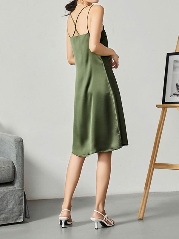 Satin Double Strap Midi Dress