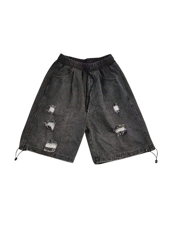 Men's Wash Distressed Skate Denim Shorts