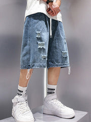 Men's Wash Distressed Skate Denim Shorts