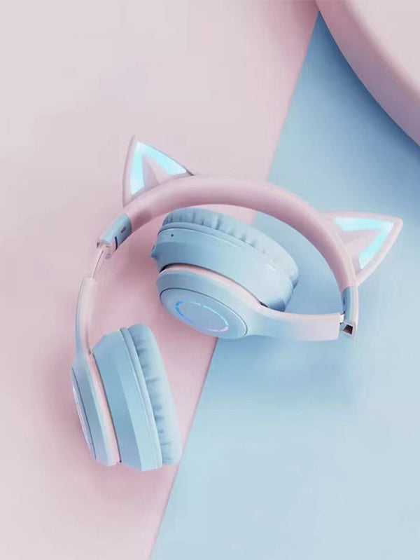 Luminous Gradient Cat Ear Bluetooth Headphone With Mic
