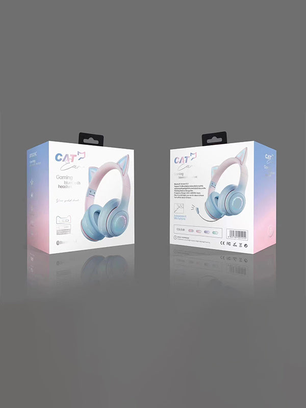 Luminous Gradient Cat Ear Bluetooth Headphone With Mic