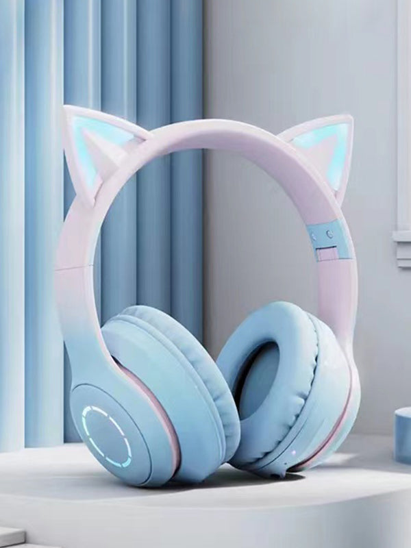 Luminous Gradient Cat Ear Bluetooth Headphone With Mic