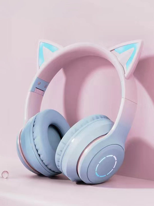 Luminous Gradient Cat Ear Bluetooth Headphone With Mic