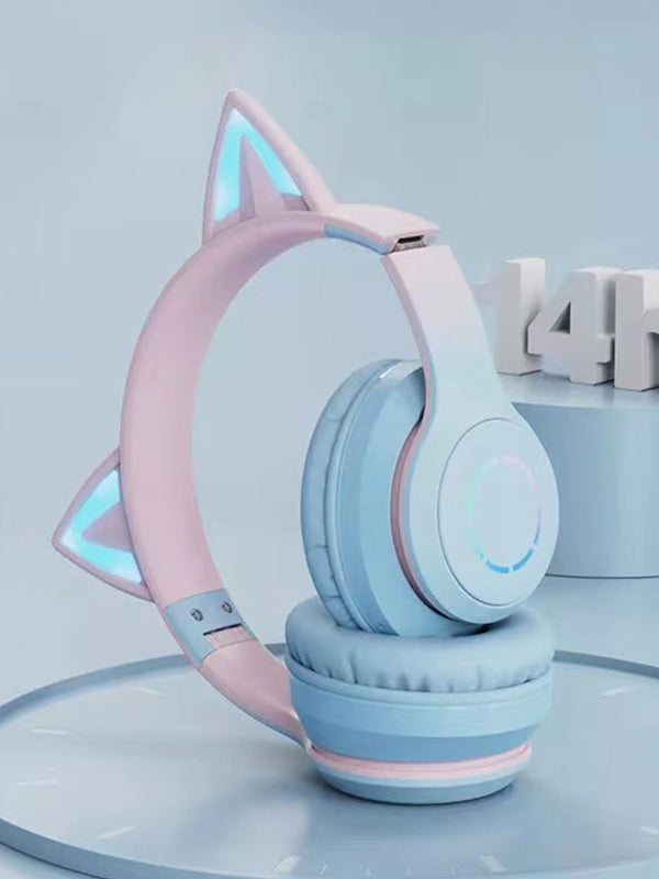 Luminous Gradient Cat Ear Bluetooth Headphone With Mic