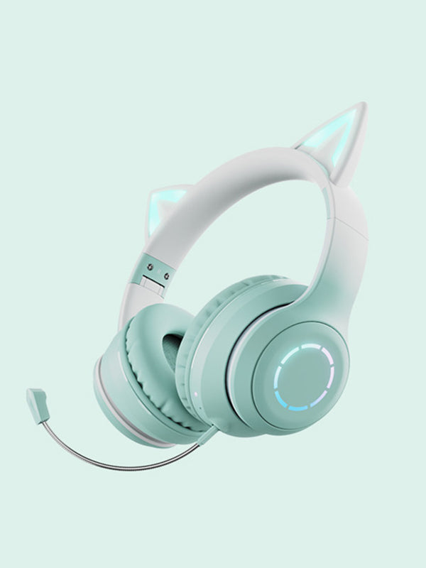 Luminous Gradient Cat Ear Bluetooth Headphone With Mic