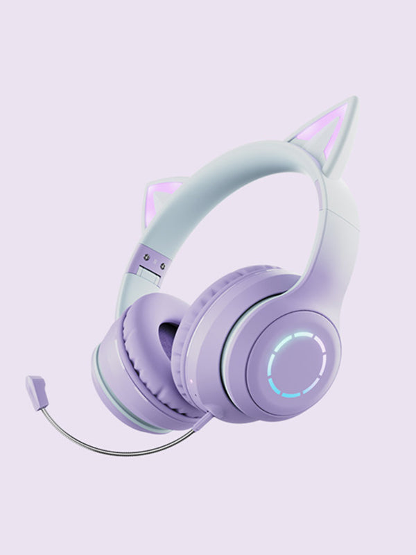 Luminous Gradient Cat Ear Bluetooth Headphone With Mic