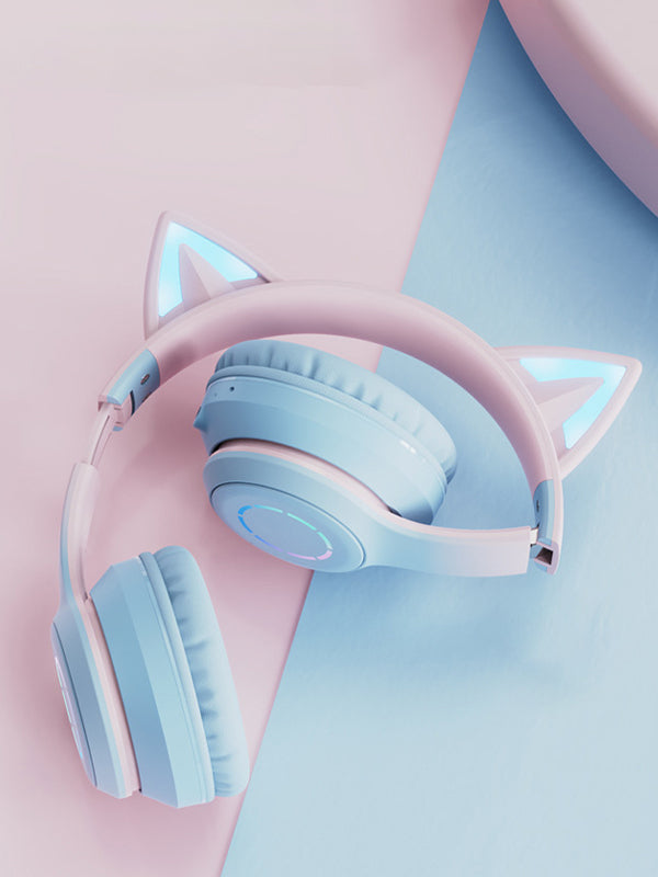 Luminous Gradient Cat Ear Bluetooth Headphone With Mic