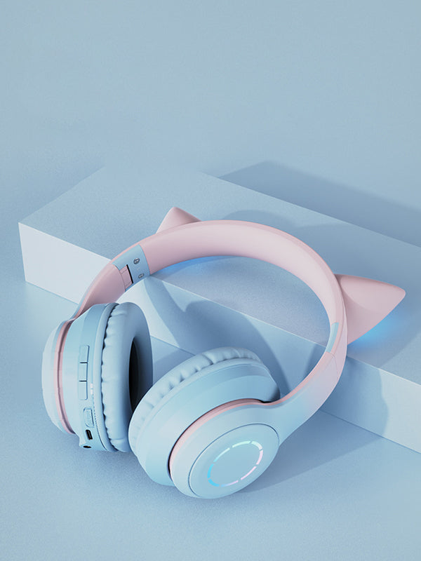 Luminous Gradient Cat Ear Bluetooth Headphone With Mic