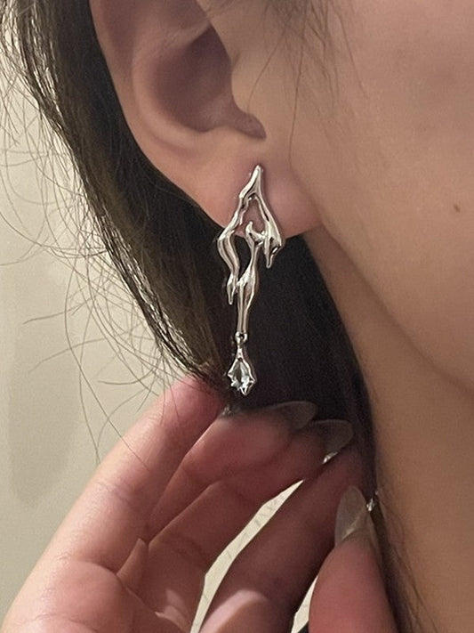 Rhinestone Decor Irregular Earrings