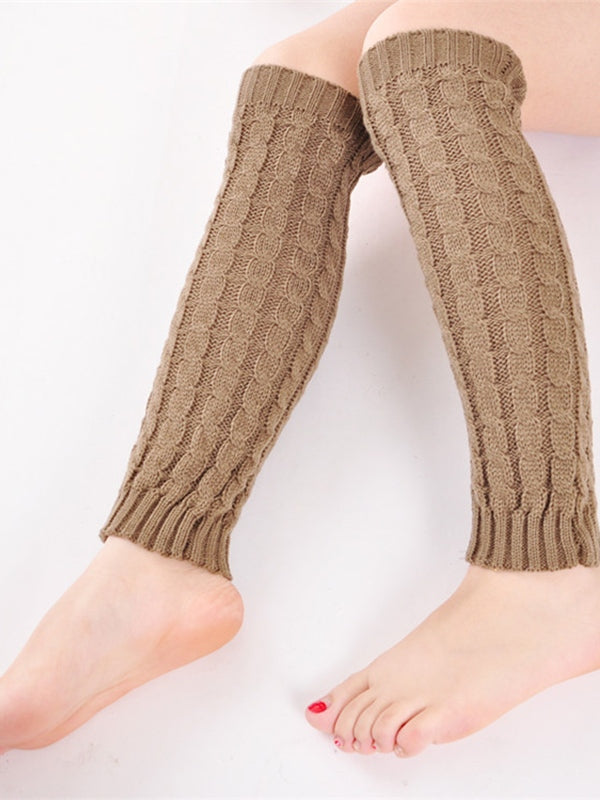 Solid Color Cable Knit Leg Warmer