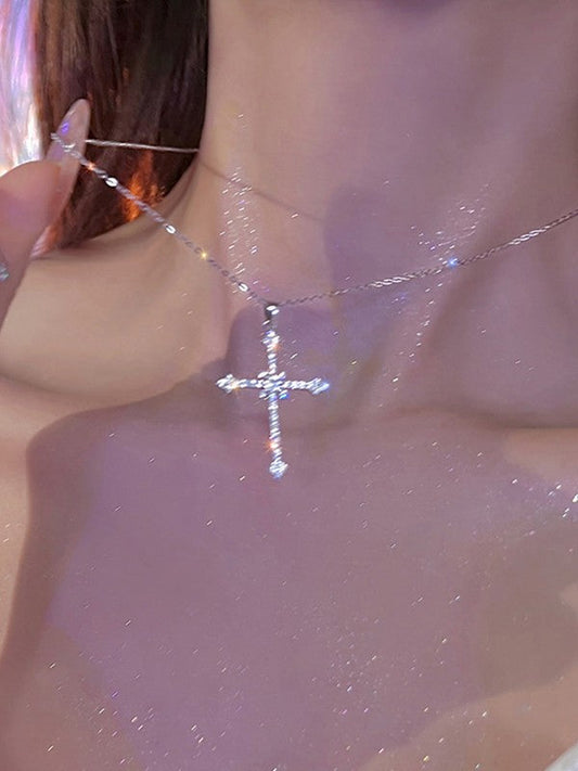 Rhinestone Cross Pendant Necklace