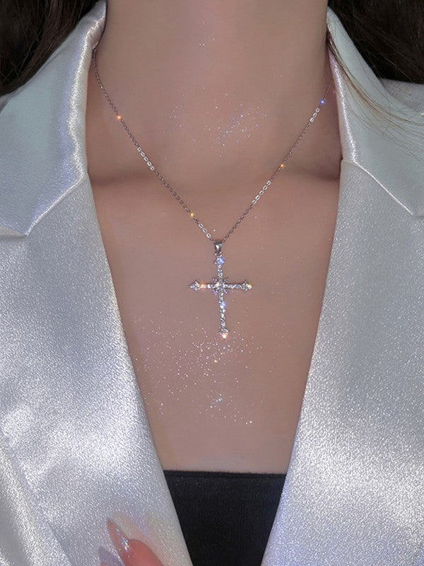 Rhinestone Cross Pendant Necklace