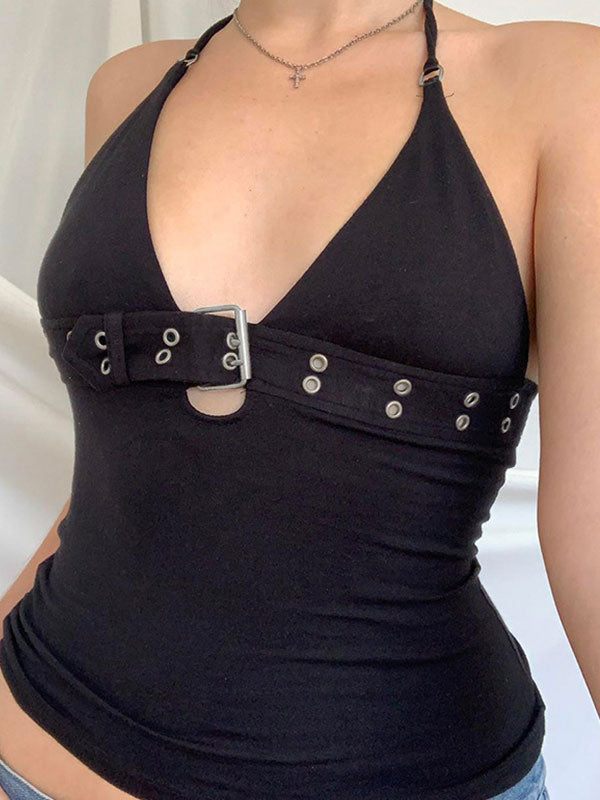 O Ring Cutout Crop Cami Top