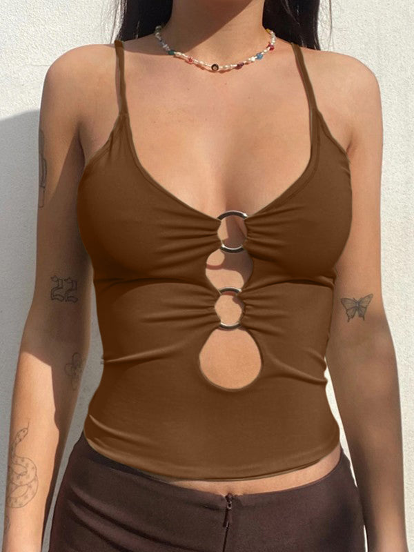 O Ring Cutout Crop Cami Top
