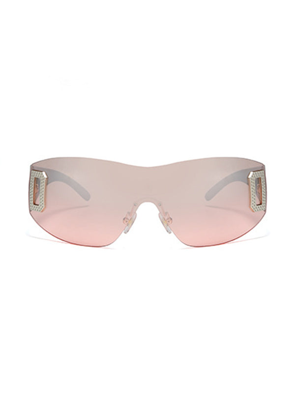 Metal Embellish Rimless Futuristic Sunglasses