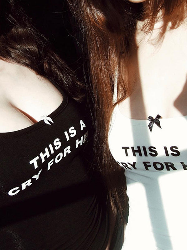 Letter Printed Crop Cami Top