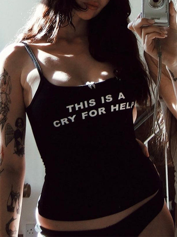 Letter Printed Crop Cami Top