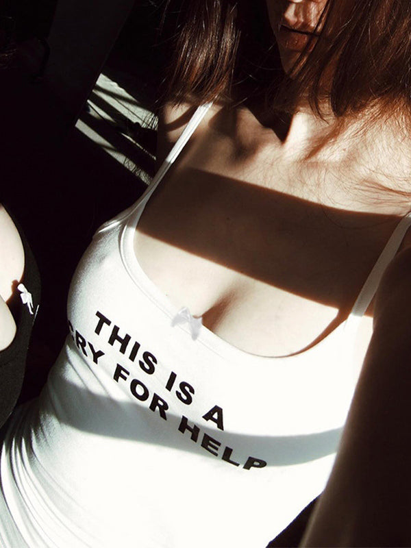 Letter Printed Crop Cami Top