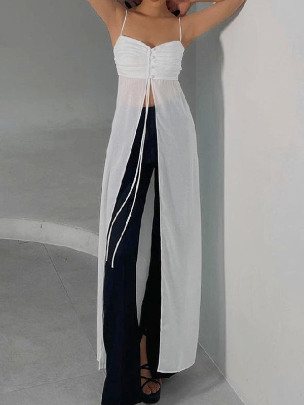 Longline Slit Halter Cami Top