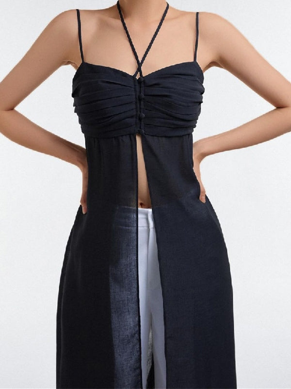 Longline Slit Halter Cami Top