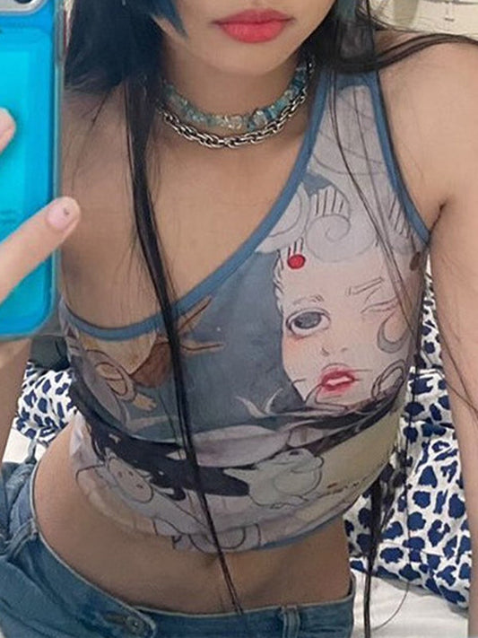 Reversible One Shoulder Cropped Tank Top