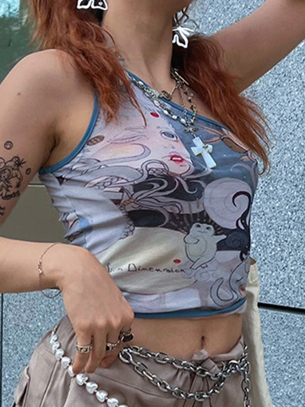 Reversible One Shoulder Cropped Tank Top