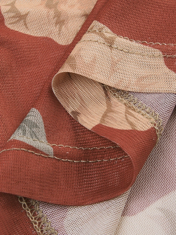 Printed Mesh Crop Cami Top