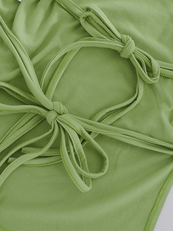 Tie Back Green Bandeau Top