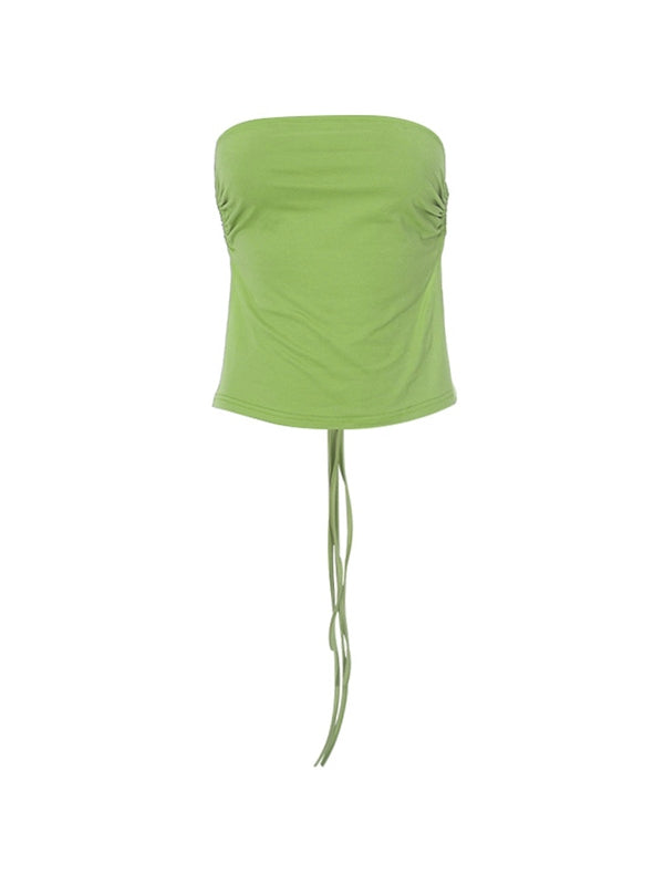 Tie Back Green Bandeau Top