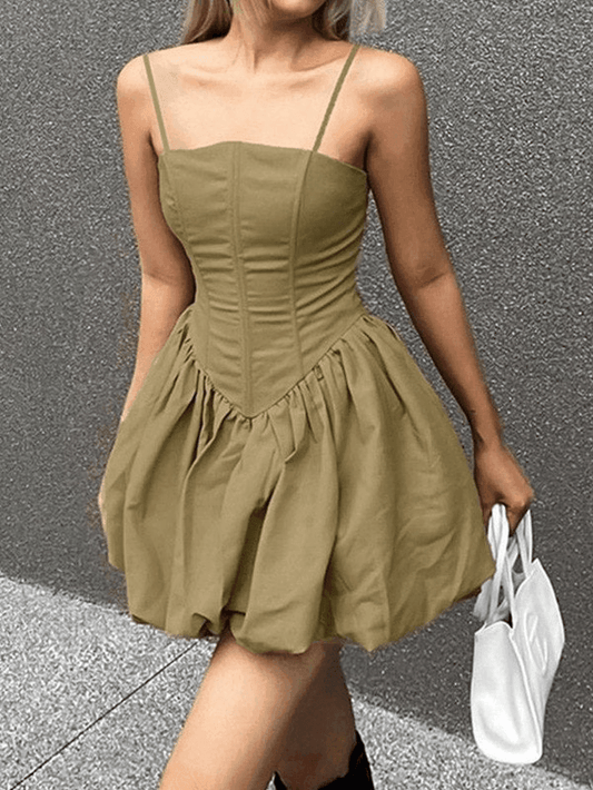 Corset Detail Bubble Mini Dress