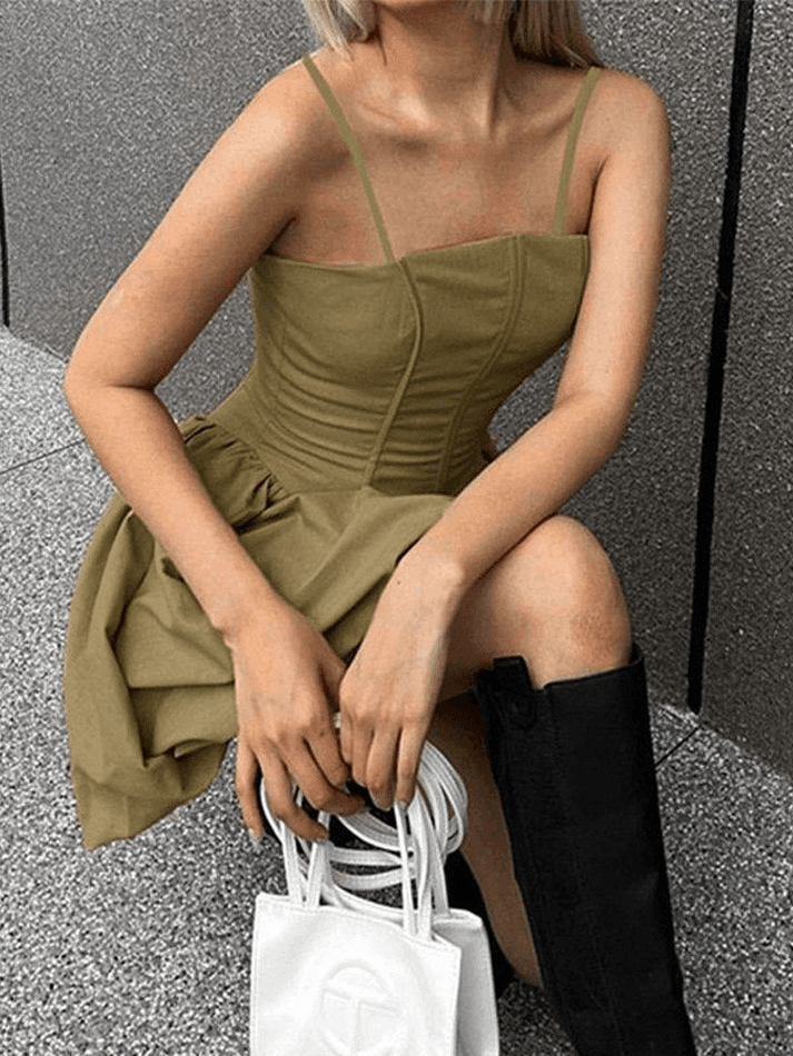 Corset Detail Bubble Mini Dress
