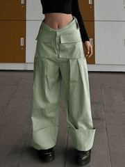 Cuffed Pleat Baggy Cargo Pants