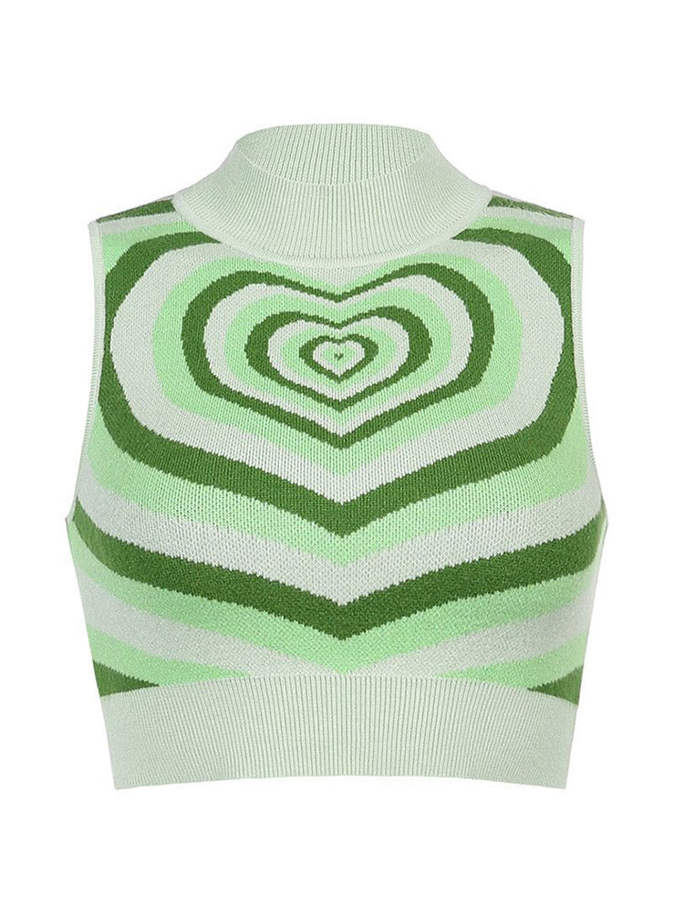 Heart Sleeveless Crop Tops