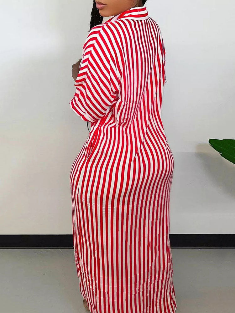 Striped Shirt Maxi Dress
