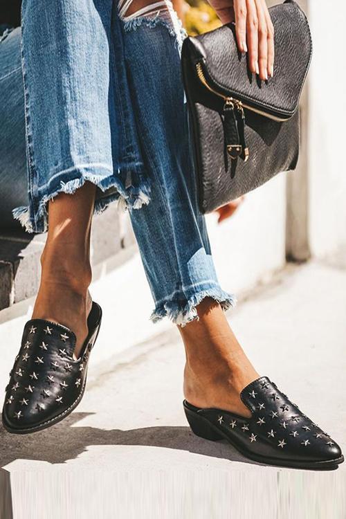 Star Rivets Flat Mules