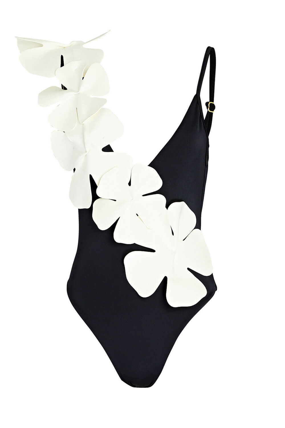 White Petals V-Neck One Piece Swimsuit