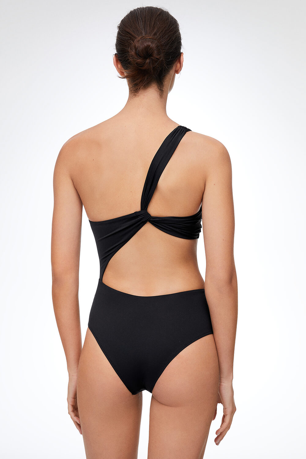 Cut-Out One-Shoulder One Piece Swimsuit - Black/Red/Petrol/Lightpink