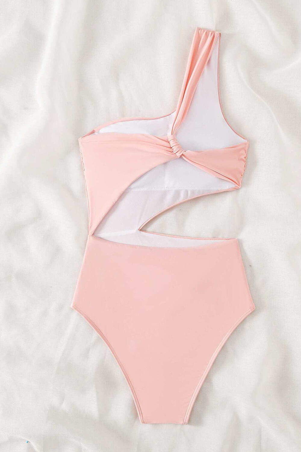 Cut-Out One-Shoulder One Piece Swimsuit - Black/Red/Petrol/Lightpink