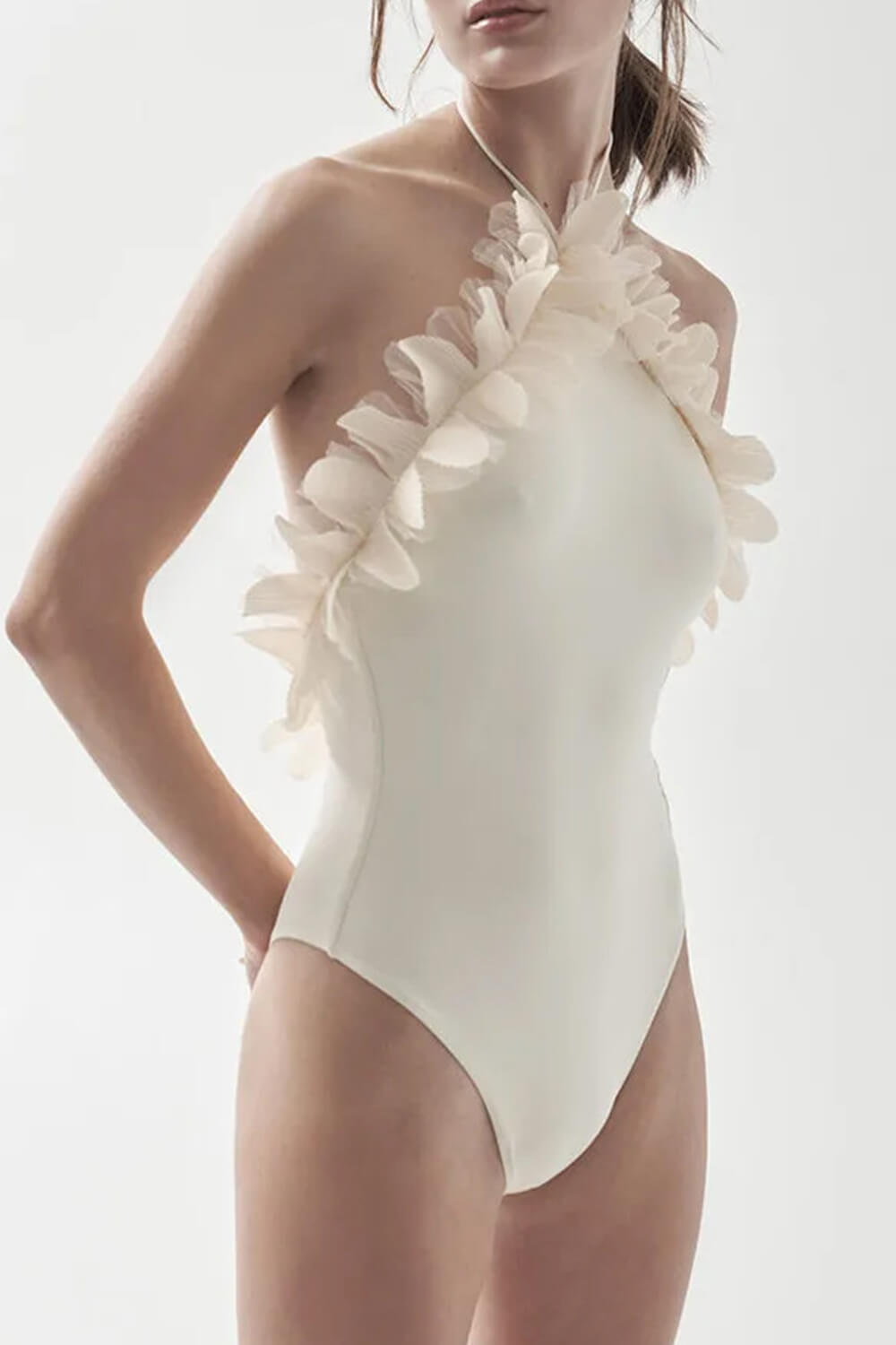3D-Petal Halterneck One Piece Swimsuit