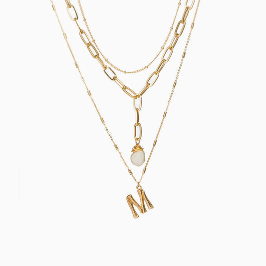 The Boho Holiday Gold Charm Pendant Layered Necklace - Gold