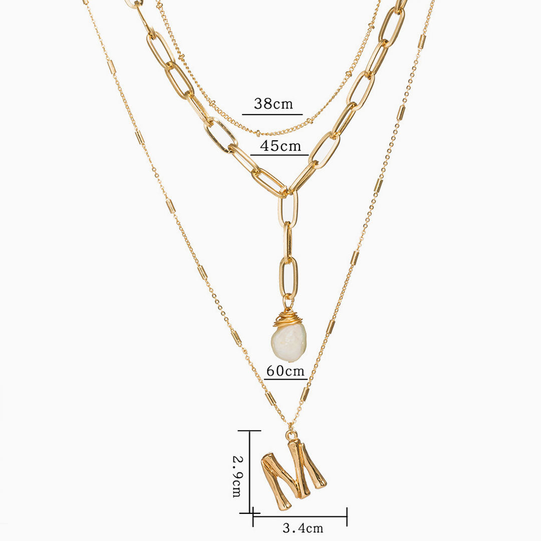 The Boho Holiday Gold Charm Pendant Layered Necklace - Gold