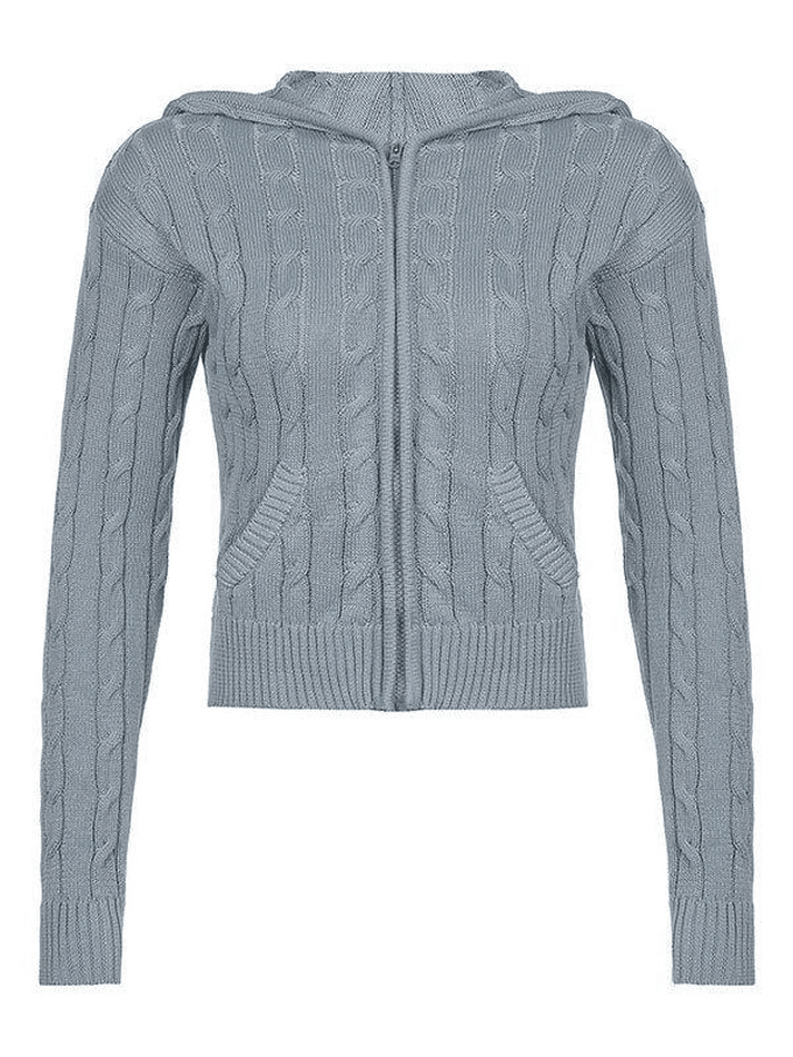 Hooded Cable Knit Cardigan