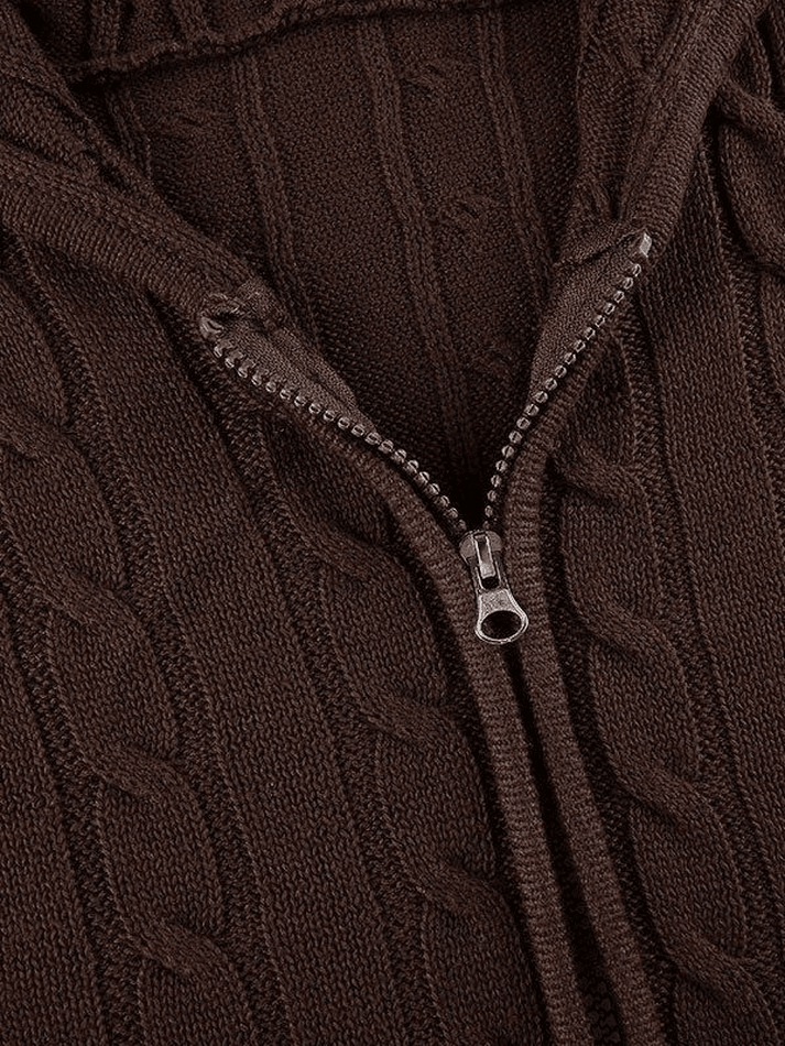 Hooded Cable Knit Cardigan