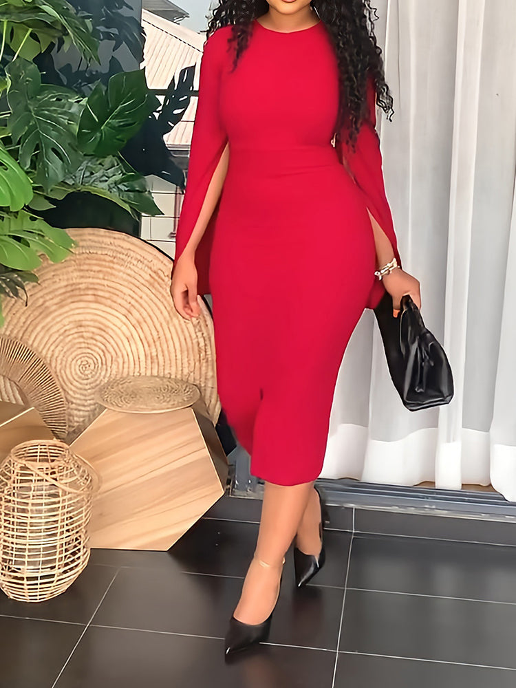 Cloak Split Sleeve Bodycon Midi Dress