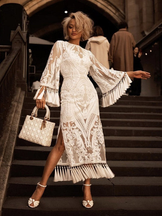Lace Tassel Bell Sleeve Dresses