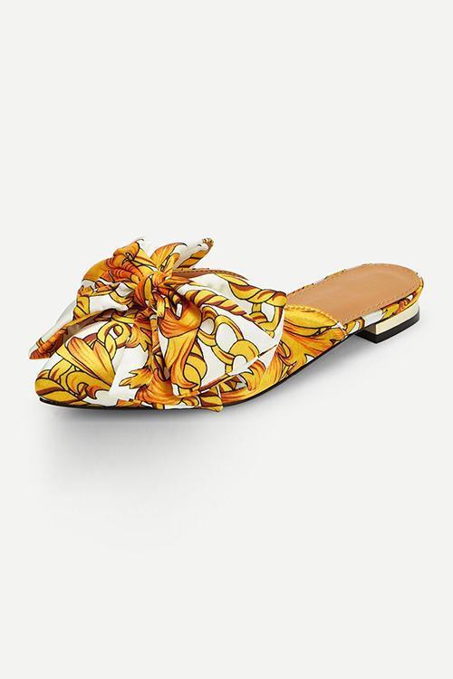 Wild Bow Pointed Flat Slippers